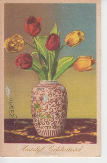 D621 oude ansichtkaart 1916 vaas met bloemen Middelburg