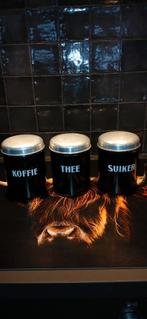 Mooie zwarte emaille voorraadbussen - Koffie, Thee, Suiker, Ophalen of Verzenden