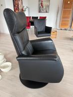 2 Relaxfauteuils zwart leer, Ophalen, Gebruikt, Leer
