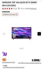 SAMSUNG 100" Neo QLED 4K TV QN80F Mini LED (2025)& FACTUUR, Ophalen, QLED, Nieuw, 120 Hz