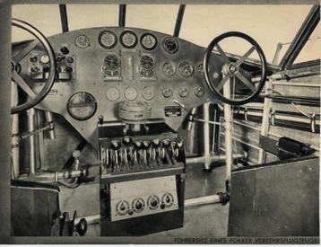 cockpit Fokker vliegtuig  -   prent                =0001= beschikbaar voor biedingen