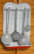 oud emaille Lepelrek/ keukenrek grijsgewolkt/ lepels email, Antiek en Kunst, Ophalen of Verzenden