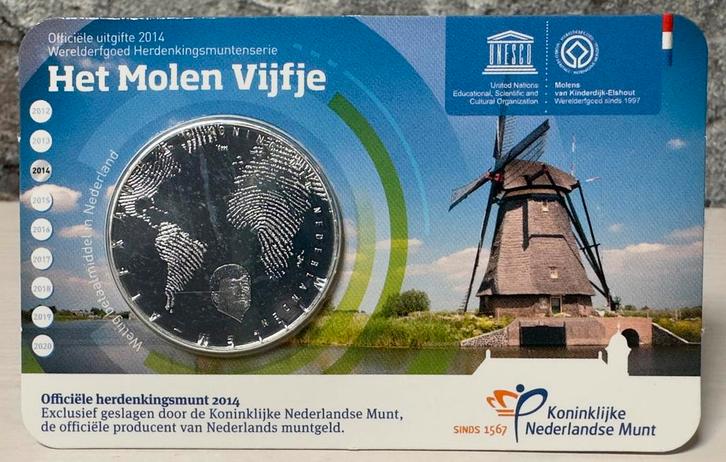 Molen Vijfje UNC Coincard, Postzegels en Munten, Munten | Nederland, Losse munt, Euro's, Koningin Beatrix, Ophalen of Verzenden