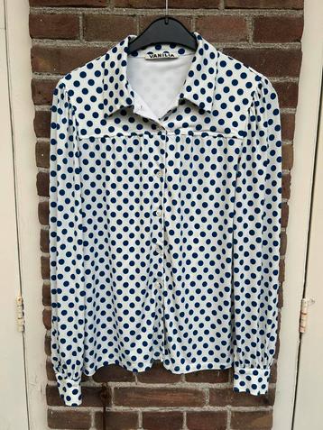 Vanilia blouse wit met blauwe stippen M beschikbaar voor biedingen