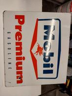 Emaille bord Zeldzaam Mobilgas USA 35x30 Benzinepomp, Ophalen, Gebruikt, Reclamebord