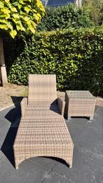 Manhattan Ligbed Wicker met Kussen en tafeltje, Ophalen, Zo goed als nieuw, Wicker, Verstelbaar