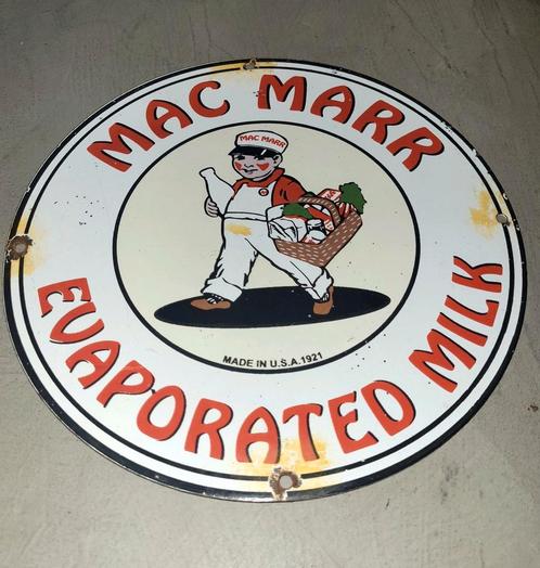 Mac Marr Emaille Bord - Evaporated Milk - 30cm, Verzamelen, Merken en Reclamevoorwerpen, Gebruikt, Reclamebord, Ophalen of Verzenden