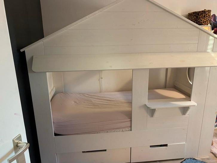 Woood Bedstee Juul met Lades kinderbed huisje, Kinderen en Baby's, Kinderkamer | Bedden, Gebruikt, 180 cm of meer, 85 tot 100 cm