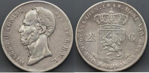 Zilveren rijksdaalder 1848 - 2 1/2 gulden 1848 - Willem 2, Postzegels en Munten, Munten | Nederland, Losse munt, 2½ gulden, Koning Willem III