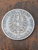 5 mark preussen 1876 zilver, Postzegels en Munten, Zilver, Duitsland, Ophalen of Verzenden
