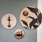 Drie houten wandcirkels van 30, 45 en 70 cm, Huis en Inrichting, Woonaccessoires | Wanddecoraties, Zo goed als nieuw, Ophalen