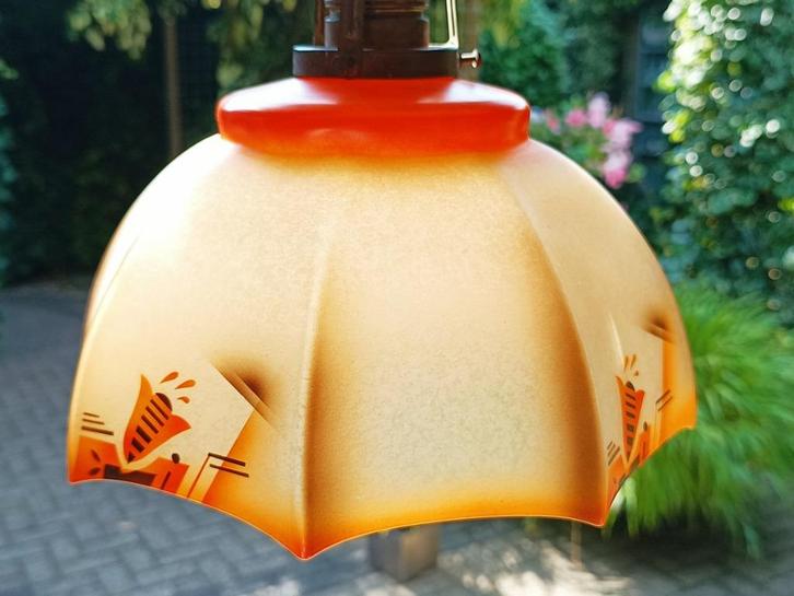 Art Deco hanglamp (D.R.P.) Deutsches Reichspatent hanglamp, Antiek en Kunst, Antiek | Lampen, Ophalen of Verzenden