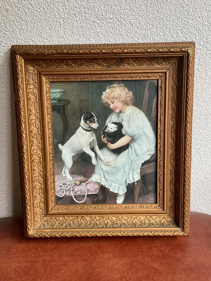 Prent ‘Save Quarters’ Elsley goudkleurige lijst, Antiek en Kunst, Kunst | Schilderijen | Klassiek, Ophalen of Verzenden