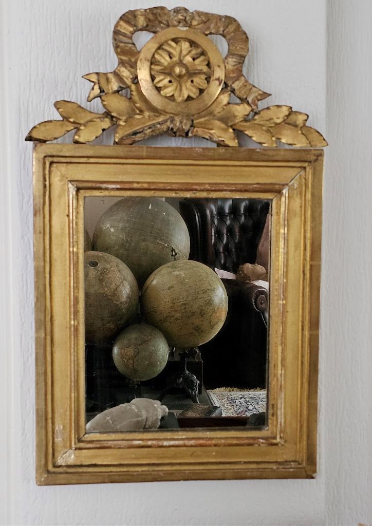 Antieke bois doré bruidsspiegel / houten vergulde spiegel, Antiek en Kunst, Antiek | Spiegels, Minder dan 50 cm, Rechthoekig, Ophalen of Verzenden