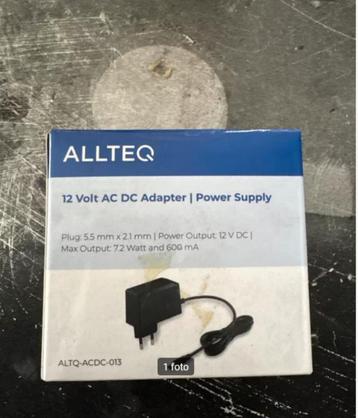 ALLTEQ 12V AC/DC Adapter – Nieuw in doos beschikbaar voor biedingen