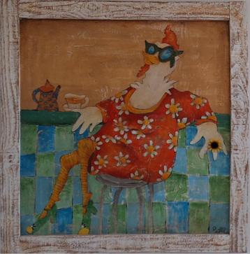 Schilderij op hout van Pietra Piet beschikbaar voor biedingen