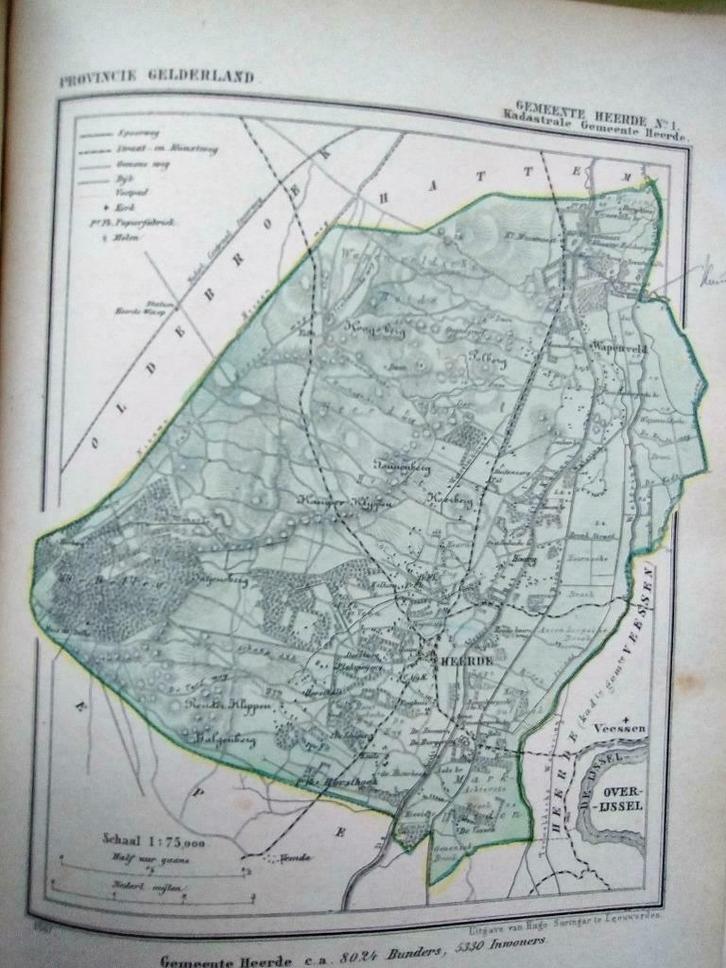 095 / Heerde no 1 Wapenveld/ Hoorn Litho 1867 Kuyper GLD, Antiek en Kunst, Kunst | Litho's en Zeefdrukken, Ophalen of Verzenden