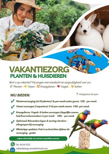 Vakantieverzorging planten & kleine dieren- Kampen  beschikbaar voor biedingen
