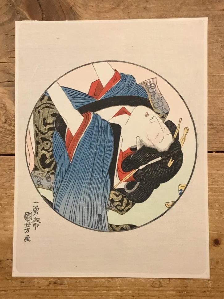 Vintage Japanse houtblok prent (prijs = incl. verzending), Antiek en Kunst, Kunst | Niet-Westerse kunst, Verzenden