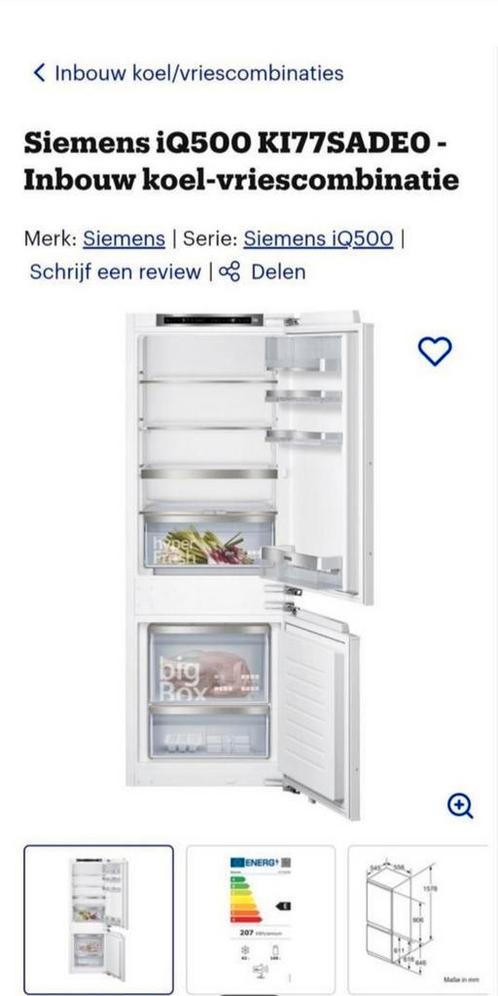 Siemens - Inbouw koelkast - vriescombinatie, Witgoed en Apparatuur, Koelkasten en IJskasten, Zo goed als nieuw, 200 liter of meer