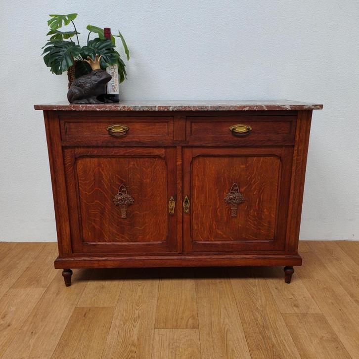 Vintage Antiek dressoir commode ladekast met marmer blad 702, Huis en Inrichting, Kasten | Ladekasten, Gebruikt, Ophalen of Verzenden