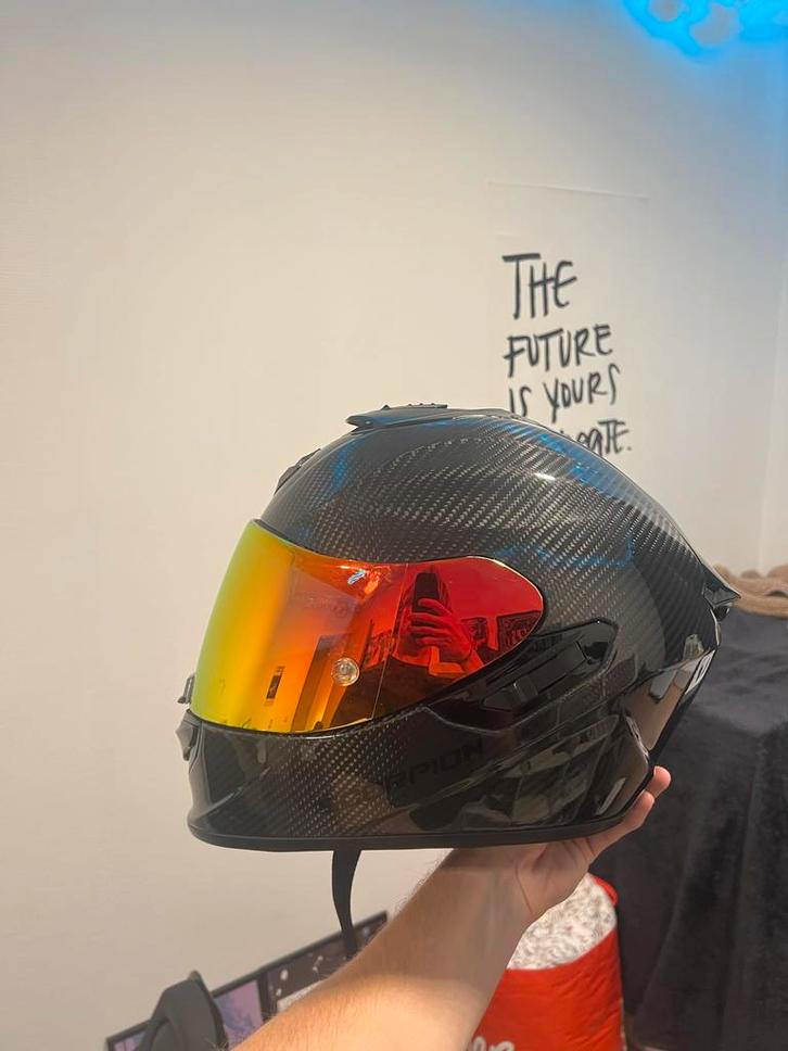 Scorpion Exo-1400 Carbon L 3/4 keer gedragen!, Motoren, Kleding | Motorhelmen, Heren, Integraalhelm, M, Overige merken, Tweedehands