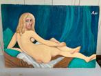 Schilderij vrouw naakt blondine, Ophalen of Verzenden