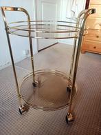 glazen bijzettafeltje rond goud rookglas vintage, Minder dan 55 cm, Gebruikt, Klassiek, Rond