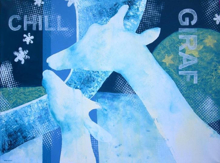 Schilderij van mooie giraffen (handgeschilderd), Antiek en Kunst, Kunst | Schilderijen | Modern, Ophalen of Verzenden