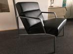 Harvink fauteuil zwart leer, Ophalen, Gebruikt, Modern, 50 tot 75 cm