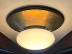 PLAFONNIERE plafondlamp wit melkglas koper / goud kleur voet, Ophalen, Zo goed als nieuw, Glas