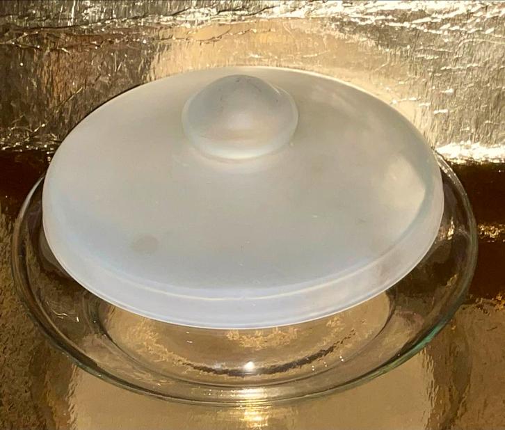 Vintage Glazen Koekschaal met Matglads Deksel  (MPI), Antiek en Kunst, Antiek | Glas en Kristal, Ophalen of Verzenden