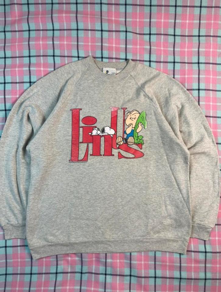 Vintage sweater Snoopy en Linus van Pelt, Kleding | Dames, Truien en Vesten, Gedragen, Maat 46/48 (XL) of groter, Grijs, Verzenden