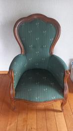 vintage stoel groene bekleding goede zit met 2 passende kuss, Gebruikt, Ophalen of Verzenden
