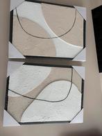 Schilderijen Beige/zwart/Wit 2 stuks, Antiek en Kunst, Kunst | Schilderijen | Abstract, Ophalen
