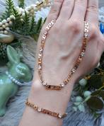 Gold-filed Antiallergetic Necklace &Bracelet set white stone, Sieraden, Tassen en Uiterlijk, Verzenden, Nieuw, Goud, Overige materialen