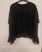 Leuk nieuw shirt met kanten mouw 1 maat t/m 42/44, Zwart, Maat 42/44 (L), Nieuw, Ophalen of Verzenden