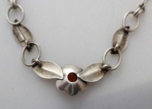 Theodor Klotz, Teka, zilver ketting blaadjes met steen (7373, Sieraden, Tassen en Uiterlijk, Kettingen, Zo goed als nieuw, Zilver