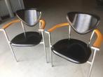 Italiaanse Design Stoelen - Arrben  design . Zwart leer., Ophalen, Gebruikt, Twee, Zwart