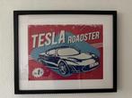 Poster Tesla Roadster ingelijst., Rechthoekig Liggend, Ophalen of Verzenden, Zo goed als nieuw, A1 t/m A3