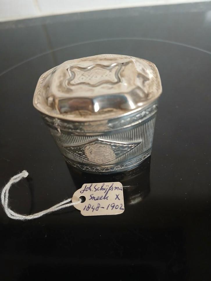 Zilveren Lodereindoosje Joh. Schijfsma Sneek, Antiek en Kunst, Antiek | Goud en Zilver, Ophalen of Verzenden