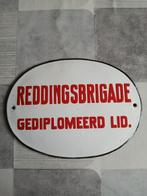 Antiek Emaille Bord Reddingsbrigade, Ophalen of Verzenden