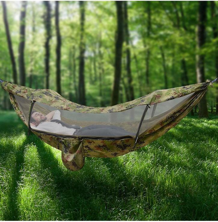 NIEUW! Hangmat camouflage kleur mist stokken €19,99, Tuin en Terras, Hangmatten, Nieuw, Eenpersoons, Opvouwbaar, Buiten, Ophalen of Verzenden