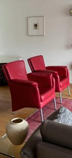 Rode leren Montel fauteuils 2 stuks !!, Huis en Inrichting, Fauteuils, Ophalen, Gebruikt, Klassiek - modern, 50 tot 75 cm