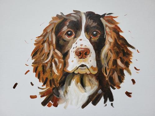 Olieverf schilderij van een Springer Spaniël | Happystrokes, Huis en Inrichting, Woonaccessoires | Schilderijen, Tekeningen en Foto's