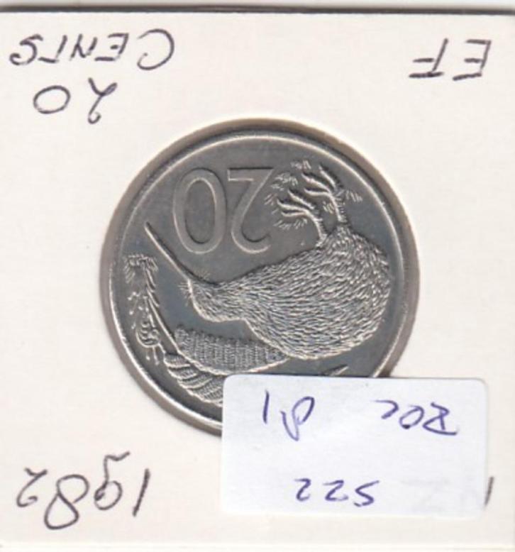 S22-BEE-0081 New Zealand 20 cent XF 1982 KM36.1, Postzegels en Munten, Munten | Oceanië, Verzenden