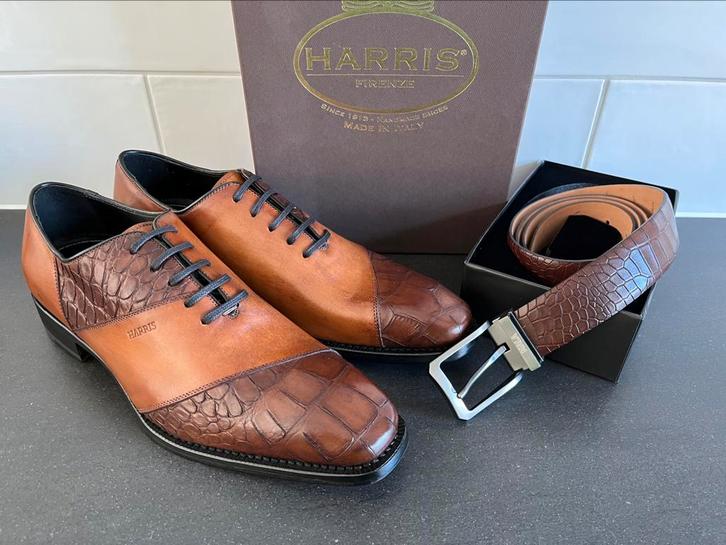 Harris herenschoenen 8 / 42 nieuw incl bijpassende riem, Kleding | Heren, Schoenen, Zo goed als nieuw, Veterschoenen, Bruin, Ophalen of Verzenden
