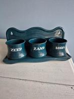vintage blauw emaille zand zeep soda op rek, Ophalen of Verzenden