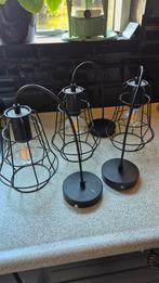 Set van 3 zwarte metalen hanglampen, Gebruikt, Minder dan 30 cm, Ophalen of Verzenden, Metaal