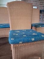 4 rotan eetkamerstoelen incl zitkussens merk Loyd Loom, Ophalen, Gebruikt, Bruin, Riet of Rotan